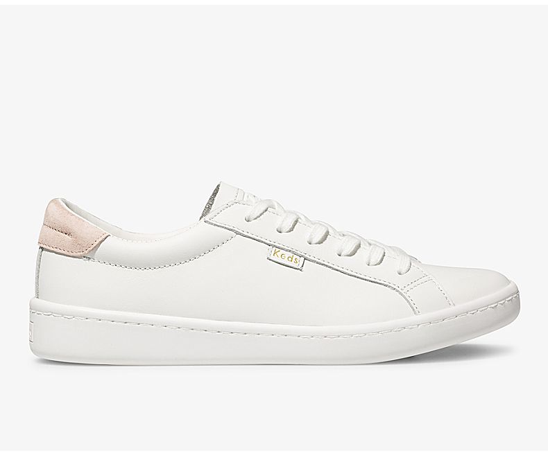 Keds Womens White Lace Up Shoes - Keds Ace Leather 892PGJROZ